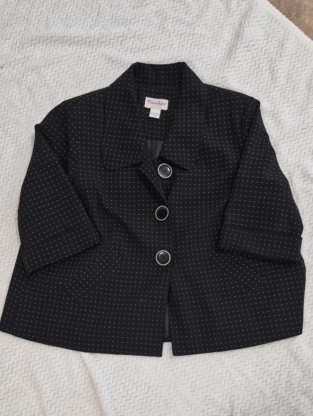 TanJay Black Dot-Print Womens Blazer with Large Buttons